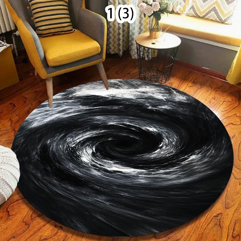 

Black Vortex Carpet Mat Rug Home Decoration Round Floor Mat Kitchen Hallway Indoor Outdoor Modern Decor Rugs for Bedroom 100cm