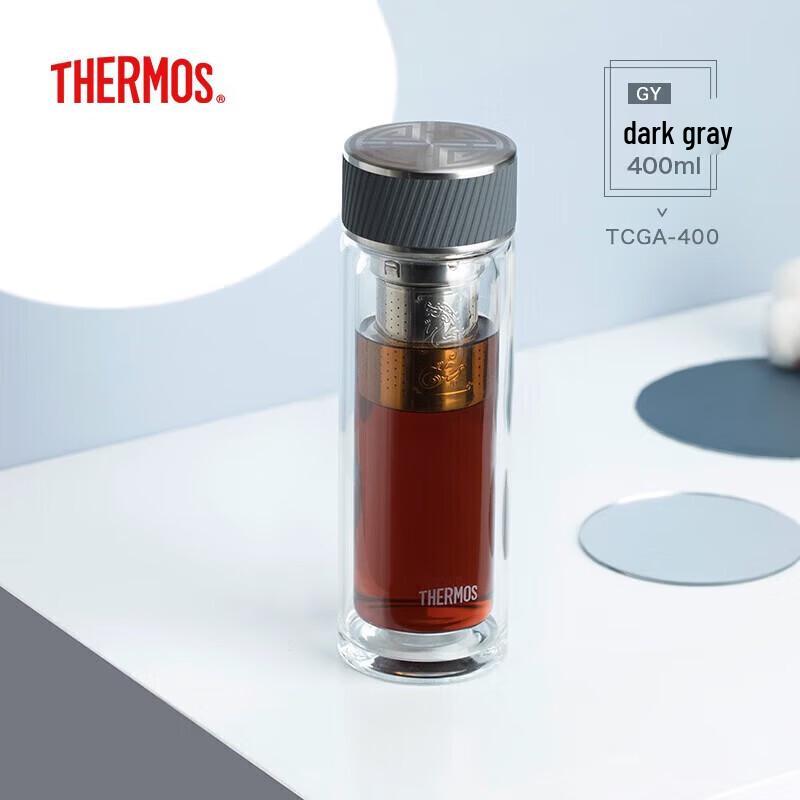 

Thermos 400ml Double-Layer Borosilicate Glass Tea Infuser Bottle
