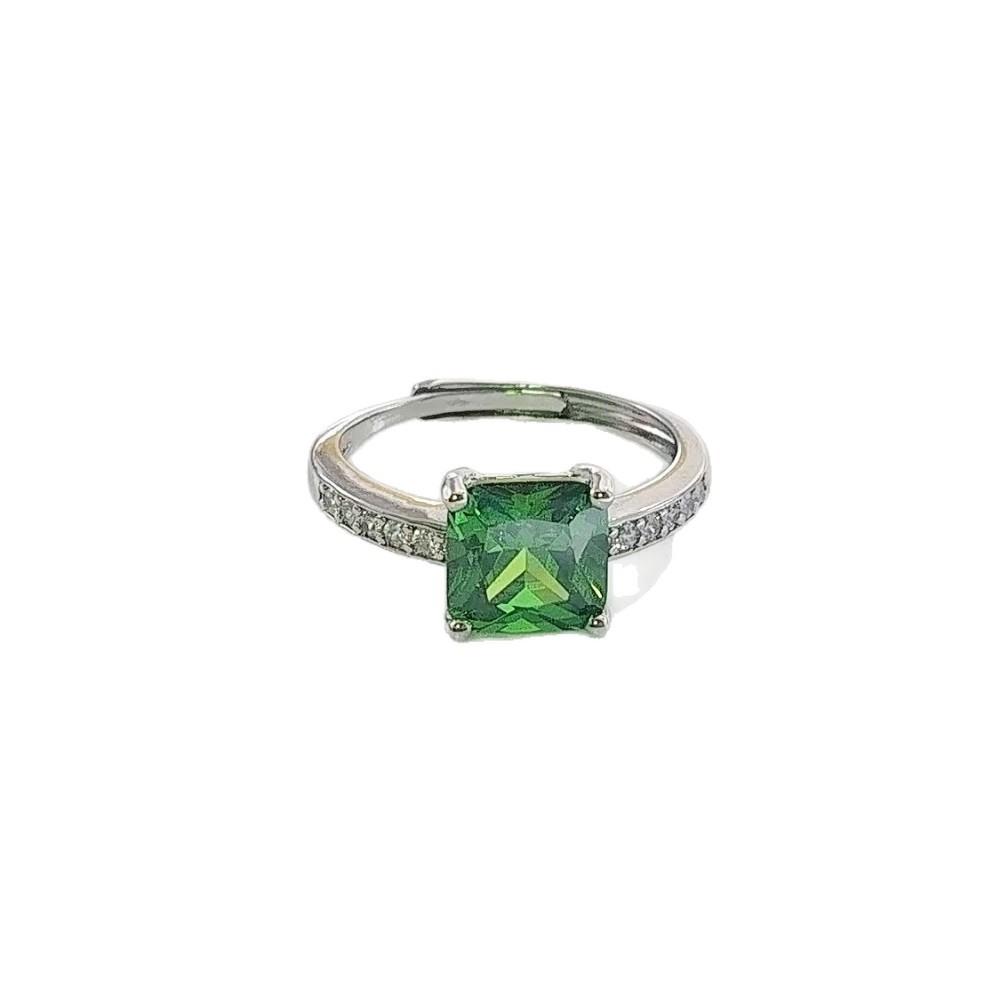 Jewelry Cultivated Sapphire Square Ring Square Four-Claw High Carbon Diamond Emerald Ring