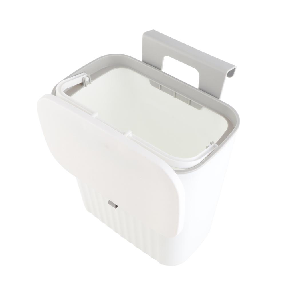 Wall Mount Trash Bin Large Capacity Hanging Small Trash Can Waste Basket with Lid for Bathroom