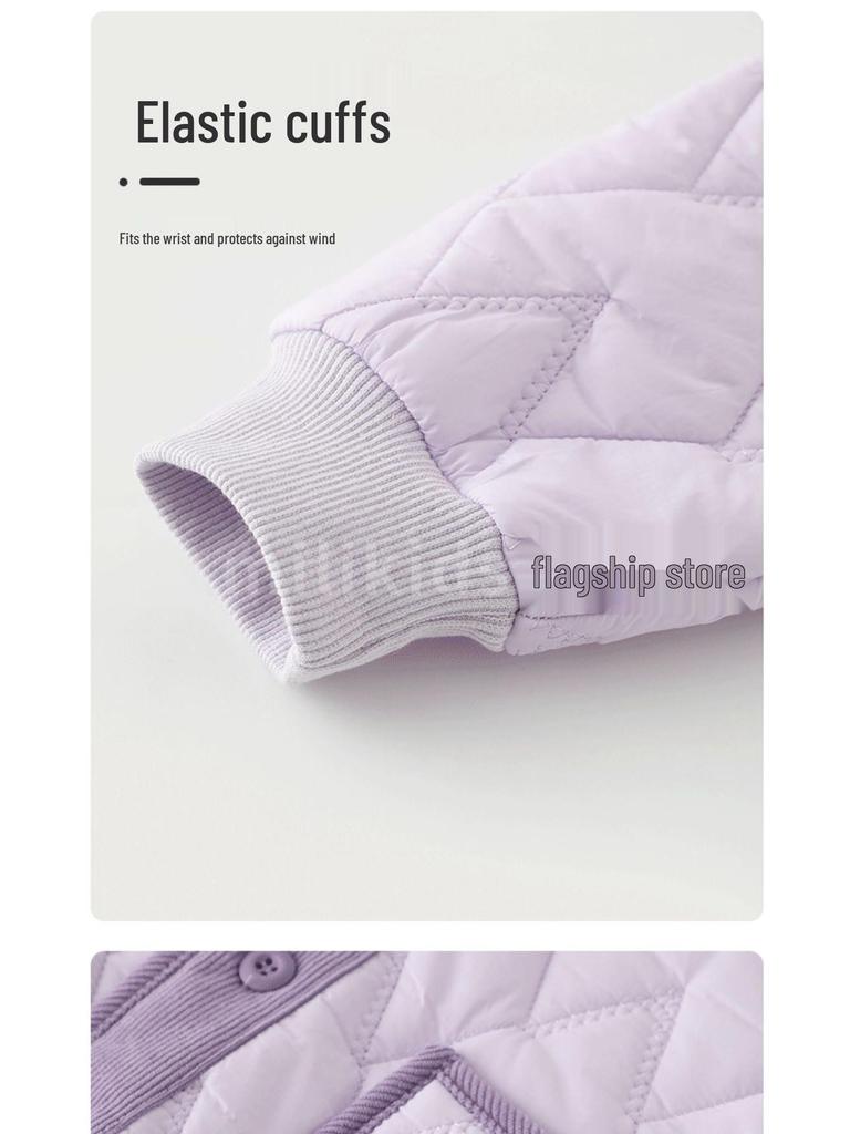 Dziecięca wełniana kurtka zimowa do mundurka szkolnego: Ciepła, gruba warstwa wewnętrzna z watoliny bawełnianej dla dziewczynek ze szkoły podstawowej