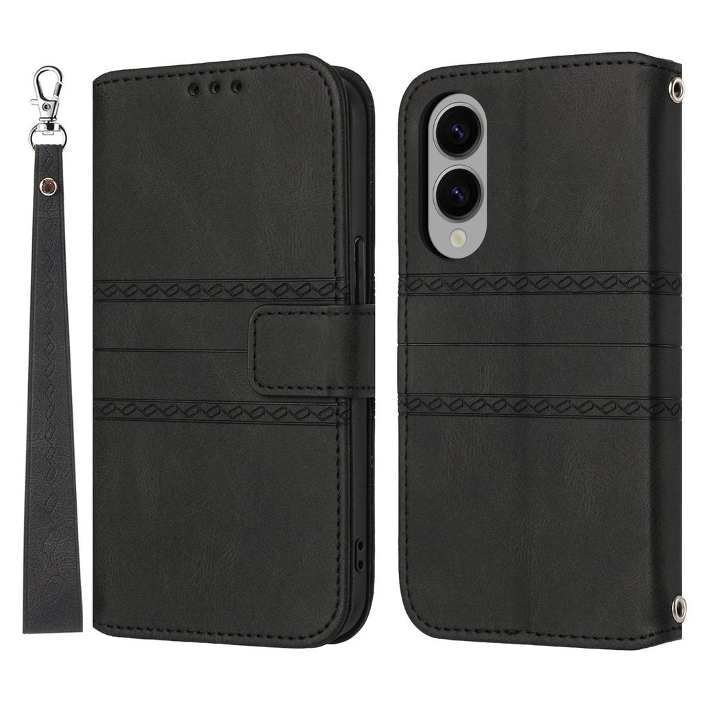Für Samsung Galaxy S25 Edge Hülle Brieftasche Skin-Touch Leder Bedruckte Handyhülle