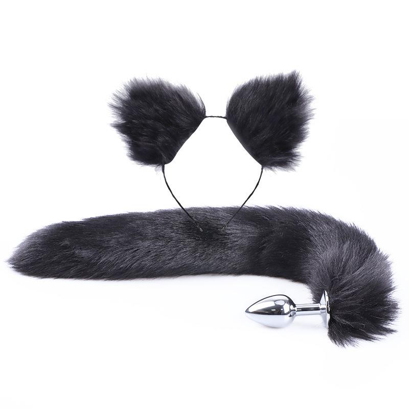 Fox Tail Anal Plug with Hairpin Bdsm Toy Flirting Metal Butt Plug Tail Sex Toys for Woman Man Couples Cosplay Adult Game