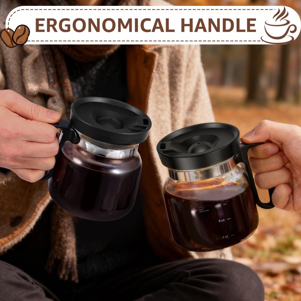 16oz Glass Coffee Mug Heat Resistant Coffee Pot Mini Coffee Pot Mug with Leak Proof Lids and Handle Mocha Pots for Espresso Tea