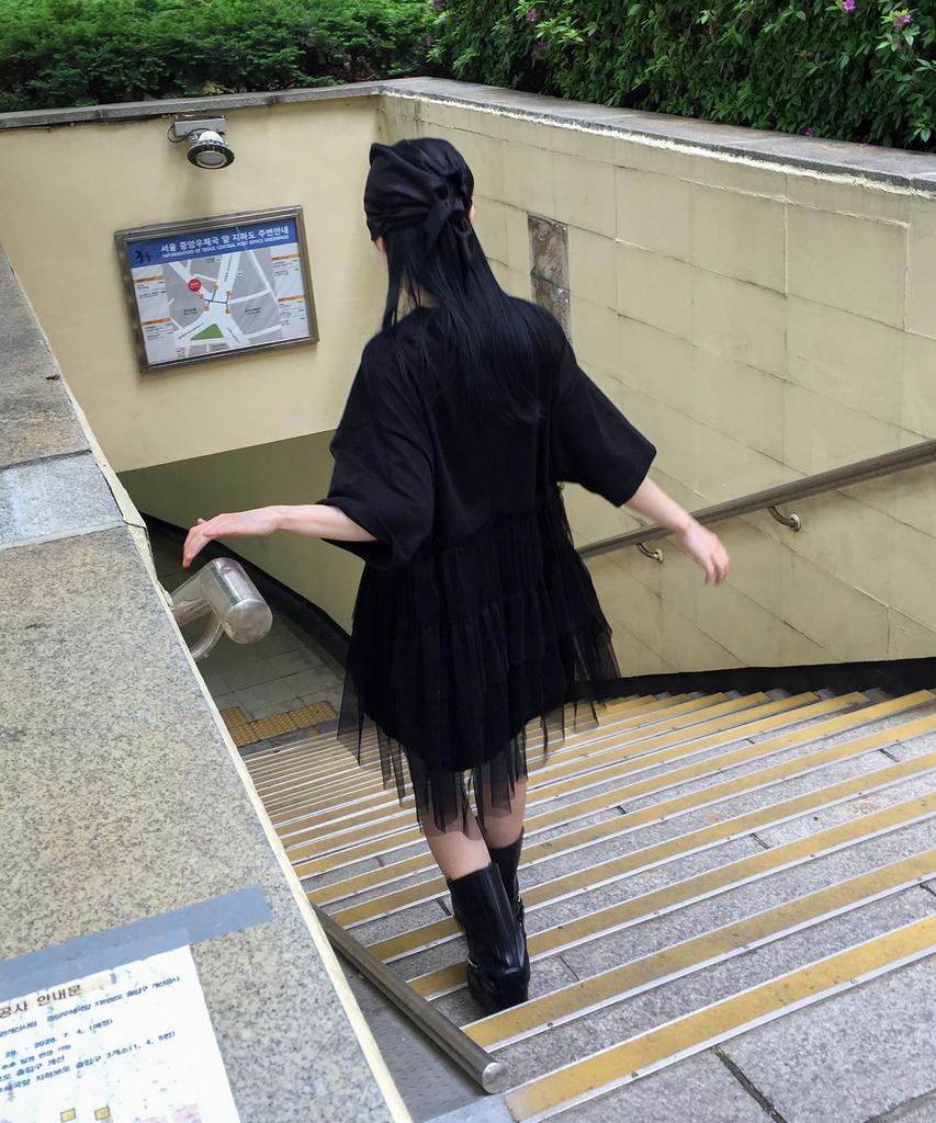 NICEGHOSTCLUB Ffats Tulle Dress Big Big Tee_Black(Ng2Gsut591A)