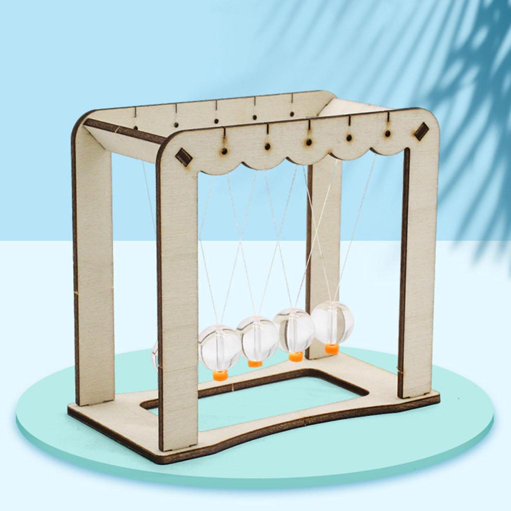 Newtons Cradle Balance Balls DIY Assembly Wooden Base Ball for Home Ornament Adults and Kids