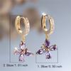 Fashion Crystal Purple Zircon Butterfly Dangle Earrings for Women Vintage Gold Color Wedding Jewelry