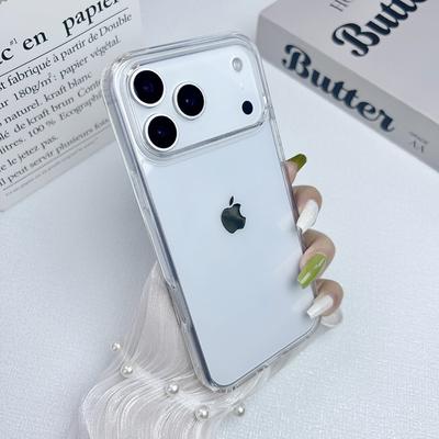 DIY Glue Suitable for IPhone 17 Transparent Protective Cover 15Pro Simple for IPhone 16 Groove Material Mobile Phone Case