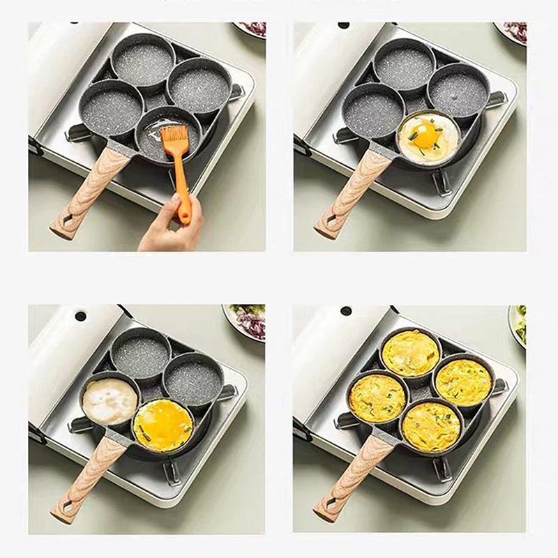 Nonstick Frying Pan With 3 Or 4 Compartments For Frying Eggs, Bacon, Meat, Chicken, Multipurpose Snacks Outdoor Tableware