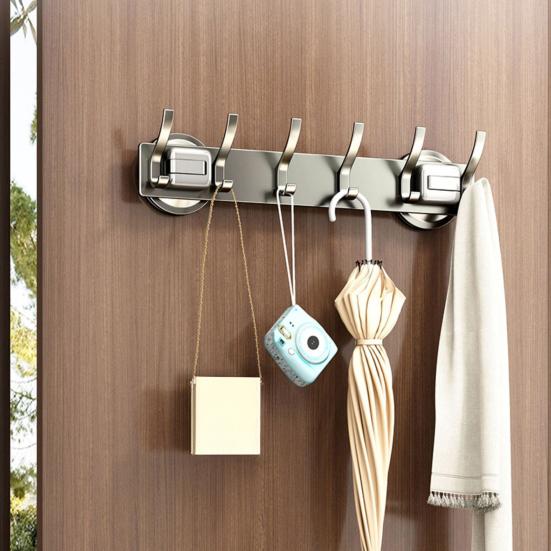 Bathroom Hook with Stable Suction Space Aluminum Tool-Free Installation Wall-mounted Heavy-duty Bathroom Hanger