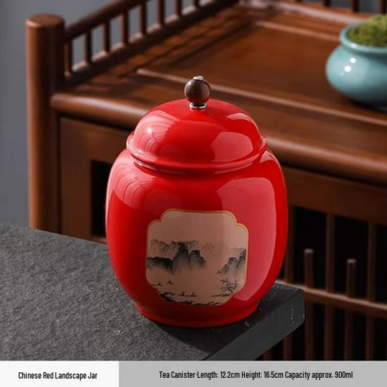 Large Ceramic Tea Storage Canister for Red, Green, Longjing, Biluochun, and Pu'er Tea - Half Jin Capacity