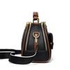 Women's PU leather top handle crossbody bag with multiple pockets, stylish contrasting color matching, and simple shoulder bag