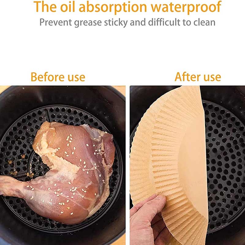 Căptușeală de hârtie de unică folosință pentru friteuză cu aer, 100 buc. Căptușeală rotundă de 6,3 inci pentru friteuză cu aer, căptușeală de hârtie pergament antiaderență