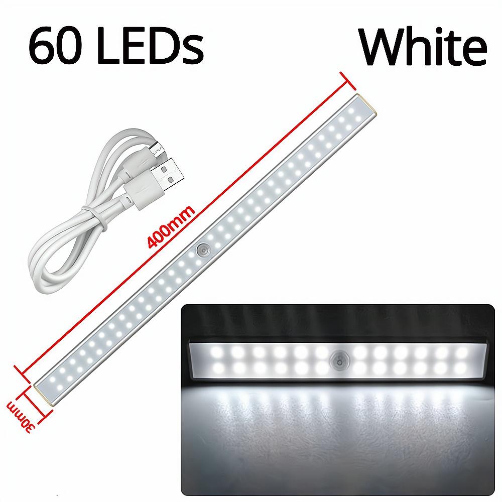 

60LED USB зарядка шкаф ночник 5V PIR датчик движения лампа шкаф кровать под интеллектуальным восприятием для шкафа лестницы 60LED белый