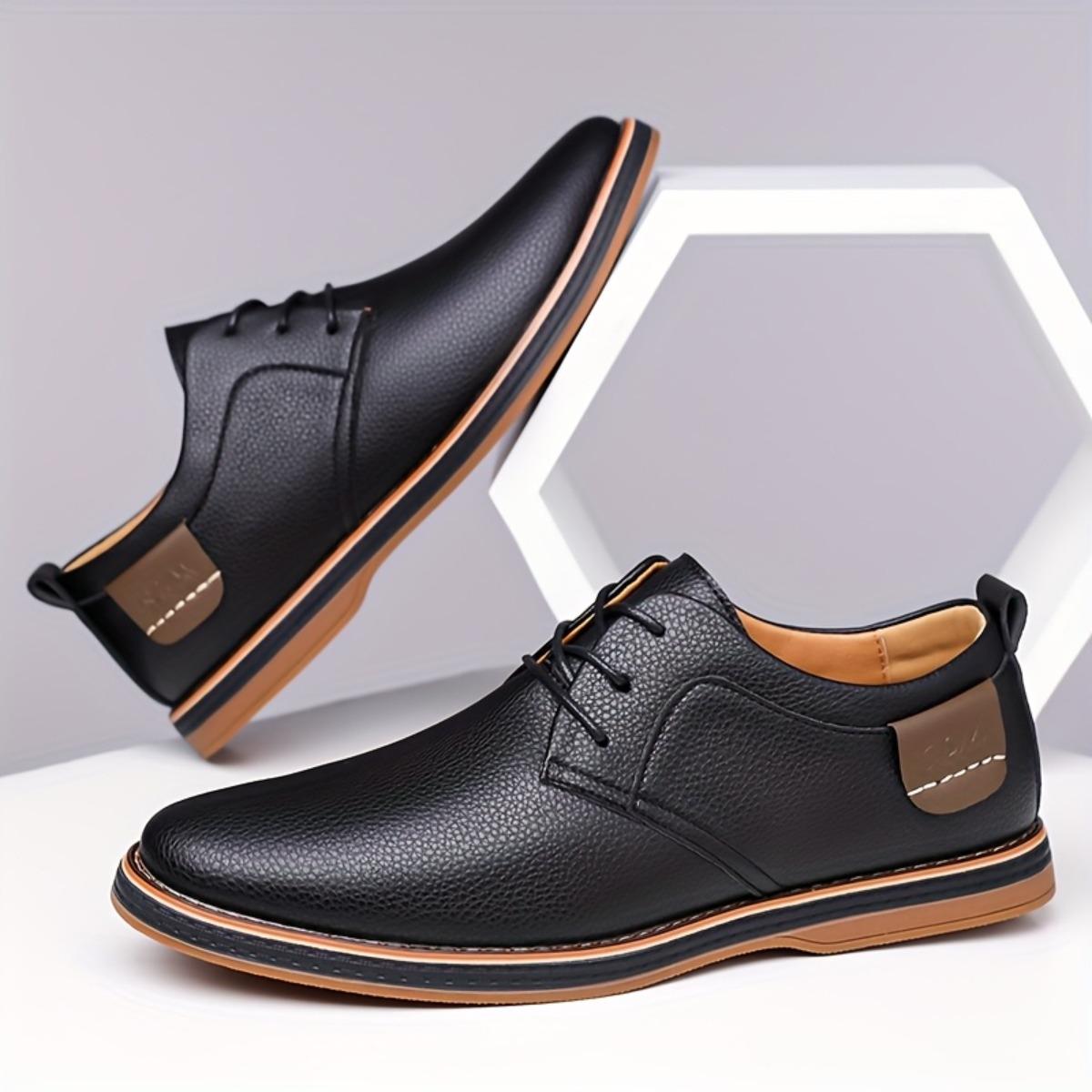 

Men s Low Cut Solid Color Lace Up Business Style Shoes, Rubber Soles, Formal Men s Shoes, Office Party Business Casual Shoes 38 чорний