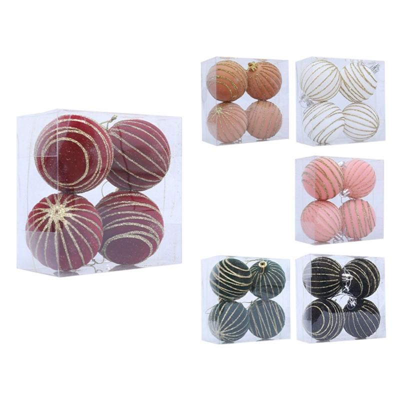 1 Box Flocking Ball Christmas Tree Decorations Multi Color Holiday Ornaments For Festival Home Party Decoration