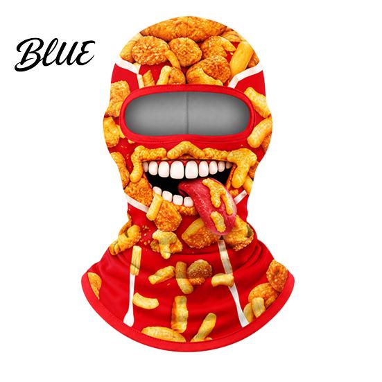 Cold Weather Face Mask Hamburger Print Skii for Winter French Fries Chicken Fastfood Cycling Guard Pattern Neck Gaiter Balaclava Velvet Full