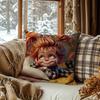 2D Flat- Cute Cartoon Pippi Longstocking Style Girl Throw Pillow Cover Cozy Home Decor Cushion Case for Bedroom Living Room Sofa