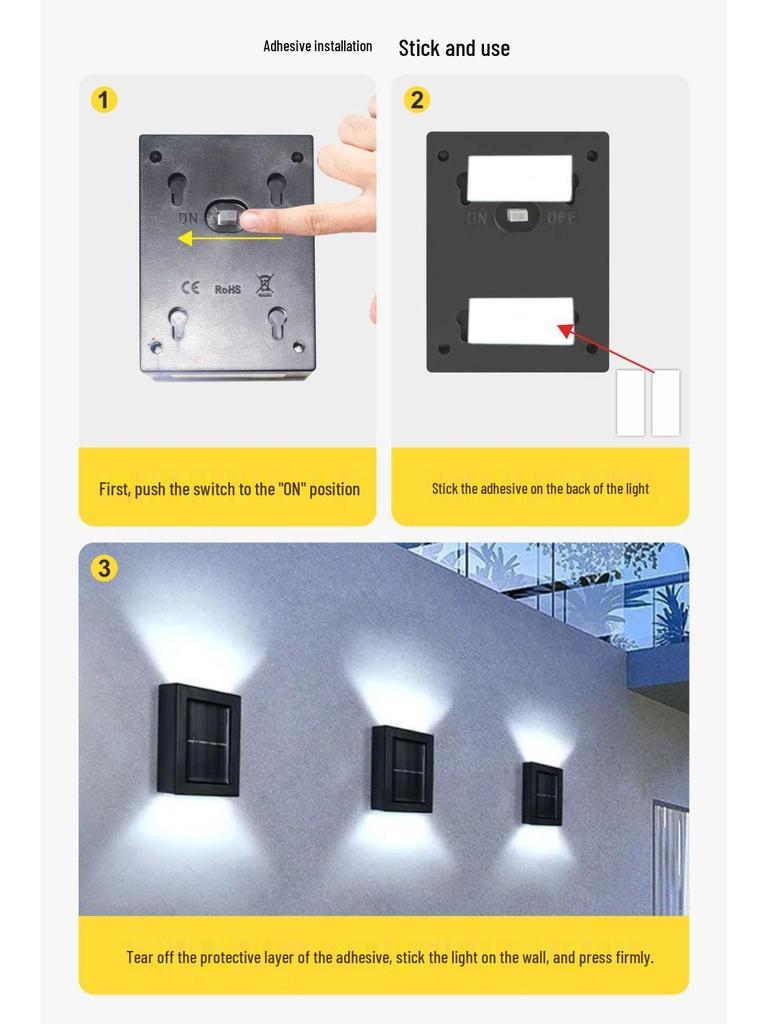 Waterproof Solar Outdoor Wall Light, Wireless Atmosphere Night Light for Balcony and Landscape Arrangement