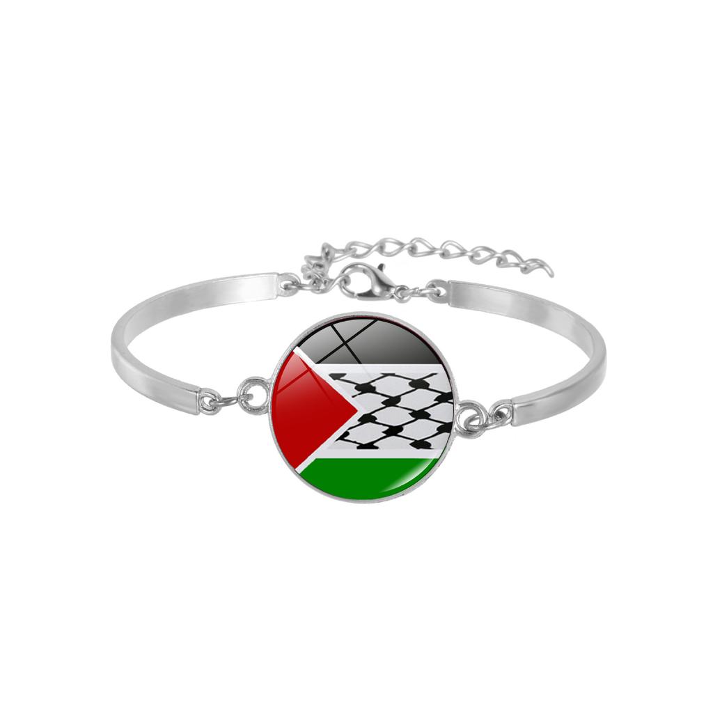 Free Palestine Fist Design Time Gem Alloy Bracelet, Personalized Trendy Jewelry