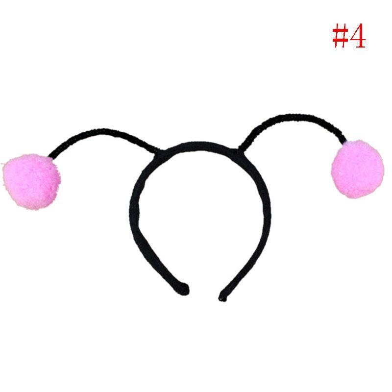 Kids Elf Ladybug Bee Furry Pom Ball Headband Hair Hoop Cosplay Costume Headwear Hair Clips for Girls Korean Accessories Headwear