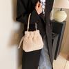 Fashionable Mini Plush Crossbody Bag with Drawstring - Soft Fuzzy Bucket Bag for Women,  Detachable Strap, Polyester Lined