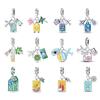 New 925 Silver Summer Suitcase Travel Airplane Camera Charms Pendant For Women Fit Bracelet DIY Jewelry Gifts