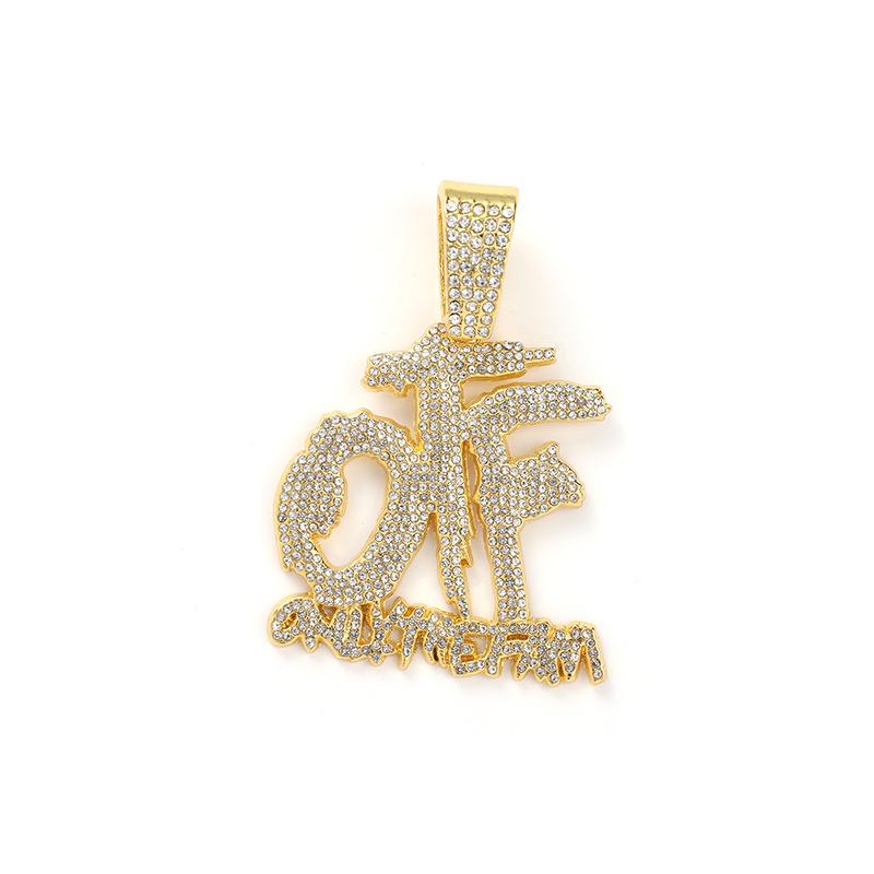 Alloy Full Diamond Set Rhinestone Pendant Exaggerated Hip Hop Alloy Oil Drip Cuban Chain Necklace Pendant