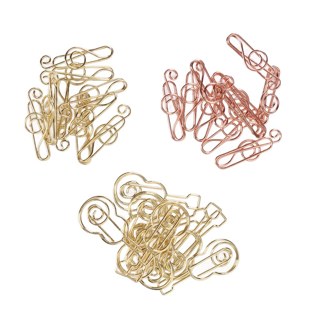 Paper Clips Guitar Note Shaped Prevent Slip Decorative Cute Metal Bookmark Paperclips for Documents 