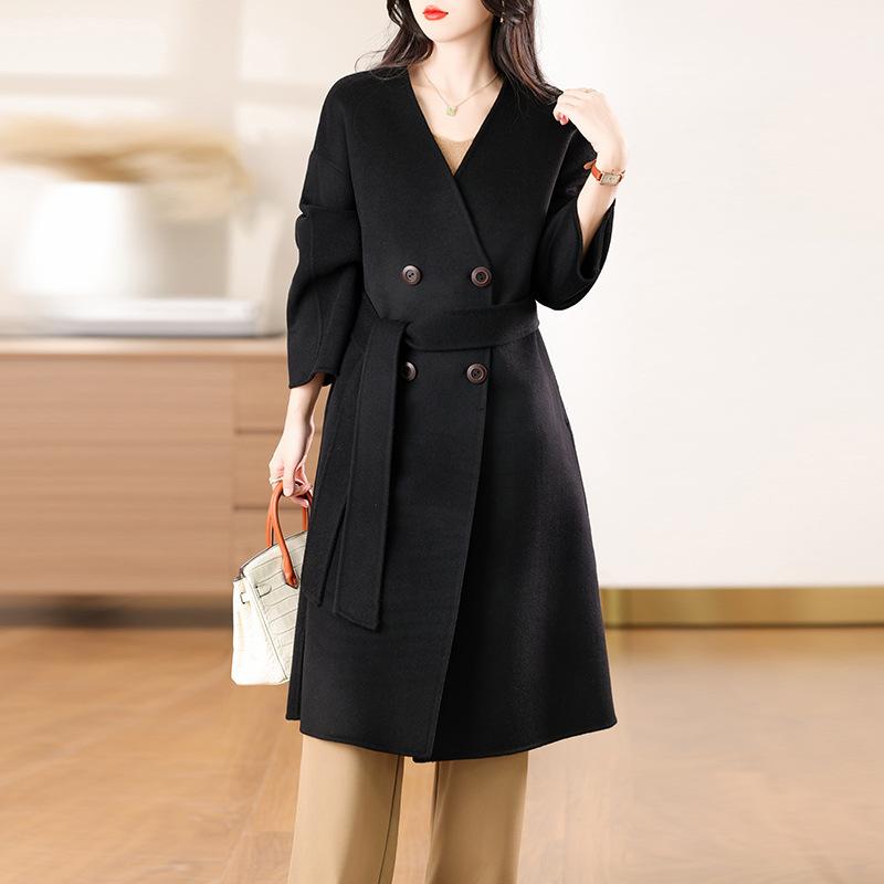 Autumn and winter new double-sided wool coat women's medium and long temperament loose and thin wool coat
