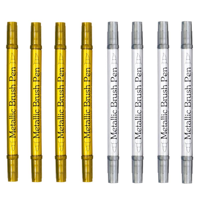 Pixuri Marker Metalice cu Dublă Capăt Culoare Aurie/Argintie Marker cu Vopsea pentru Pictură pe Piatră Cană Ceramică Accesorii DIY pentru Pictură