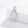 Klassischer Damen Halskettenanhänger: S925 Sterling Silber Ovaler Fassung, Leichter Luxus Mode, Handgefertigt Ungefasstes Design