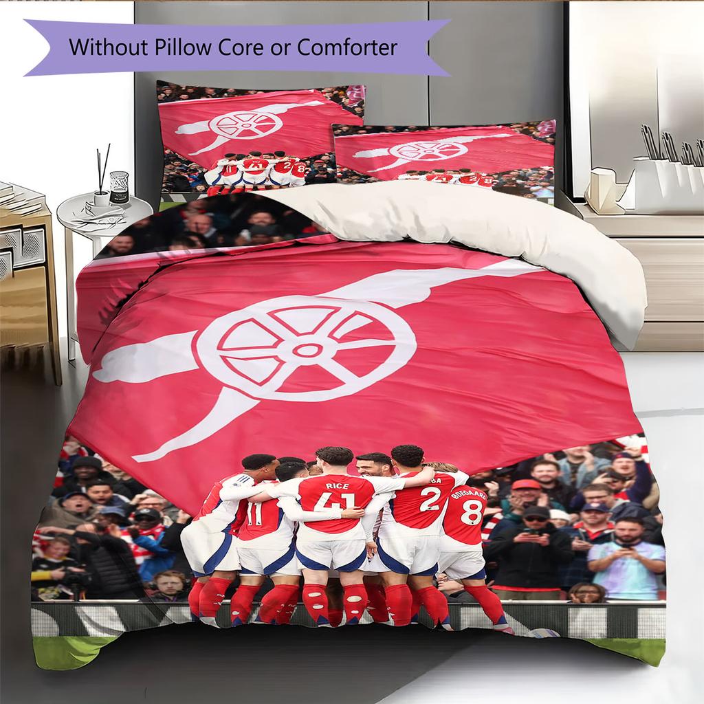 Arsenal Players Pattern Bedding Home Decoration Birthday Gift ( 1 Duvet Cover + 2 Pillowcase, Without Core),fan Merchandise.