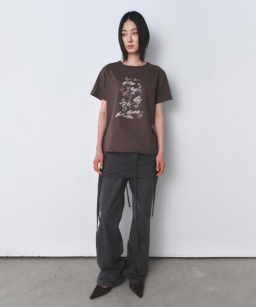 INSILENCE WOMEN Vintage Sketch T-Shirt Brown