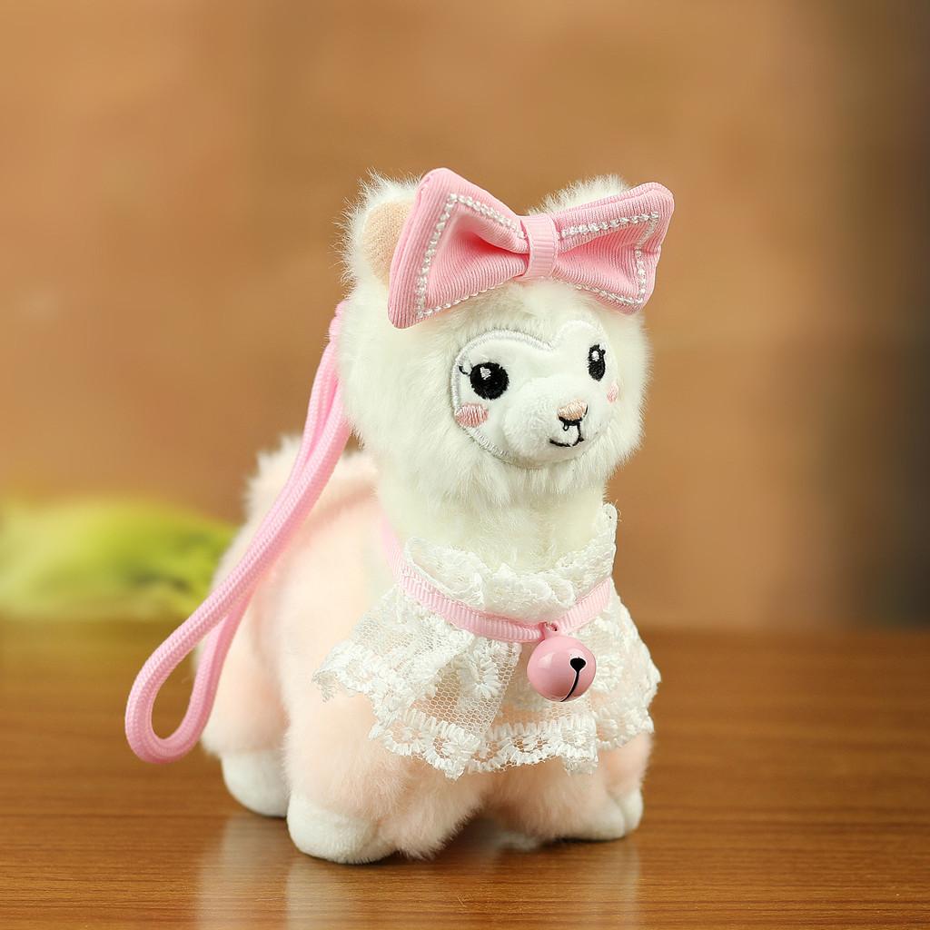 Plush Alpaca Keychain With Cute Bow Tie For Bookbags And Gifts