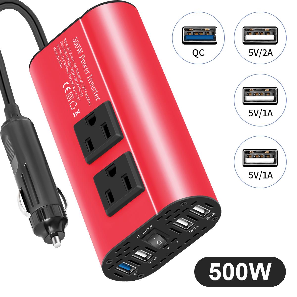 EU/US 300/500W Modified Sine Wave Car Inverter 12V to 220V