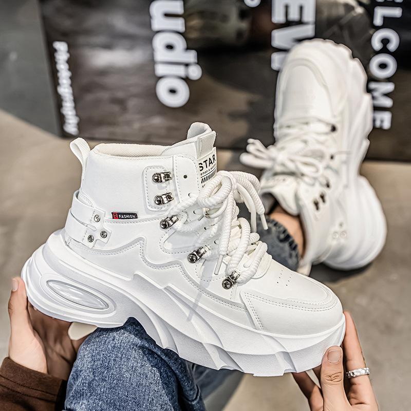 Men'S Shoes Luxury High-Top Casual Platform Sneakers For Men Fashion Thick-Soled White Sneakers Shoes For Men Zapatillas Hombre