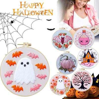 Halloween Embroidery Kit Practice Kit With Pattern Embroidery For Craft Gothic Decor Spider Hal Y5N1
