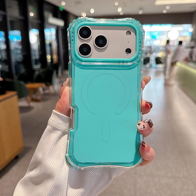 For IP17promax Magnetic Waist Beautiful Solid Color Skin Feel TPU Three-in-one Mobile Phone Case for Apple 17 Mobile Phone Case