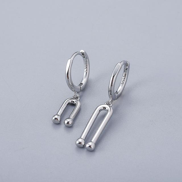 

ANENJERY асимметричные U-образные серьги-кольца для женщин, простые изысканные пряжки для ушей, ювелирные изделия, подарки серебряный