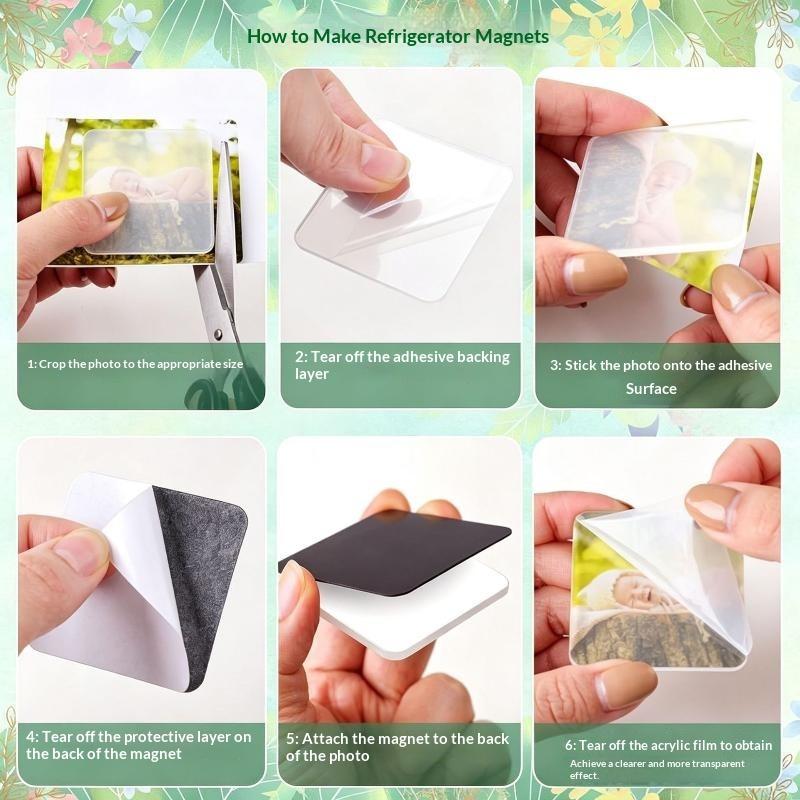5Sets Diy Transparent Acrylic Magnet Set Square Round Fridge Magnets For Photos Home Decor Kids Crafts
