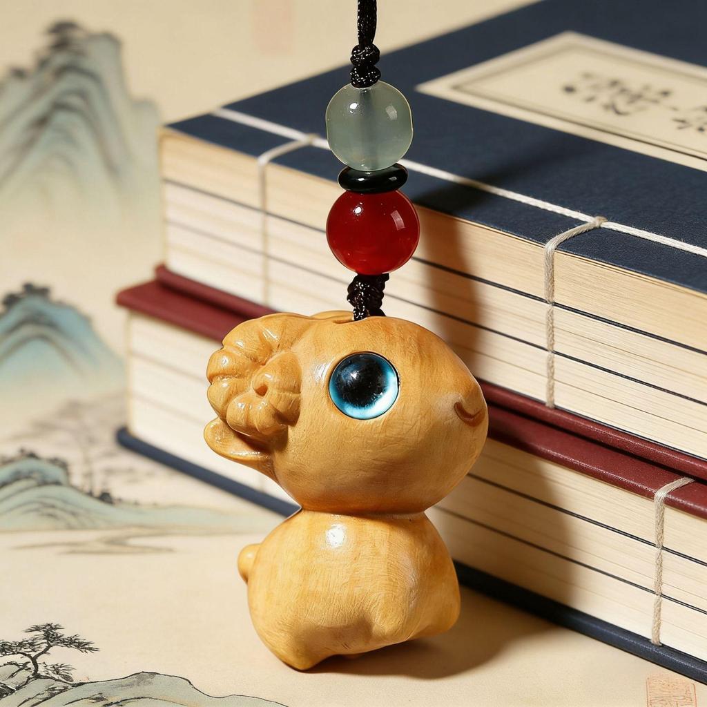 Sandalwood Zodiac Sheep Keychain Pendant