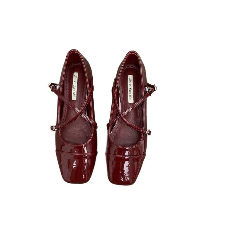 Fashion Ladies Fashionable Versatile Cross Buckle Shoes Retro Elegant Minimalist Women Single Shoes Square Toe Comfortable High Heels