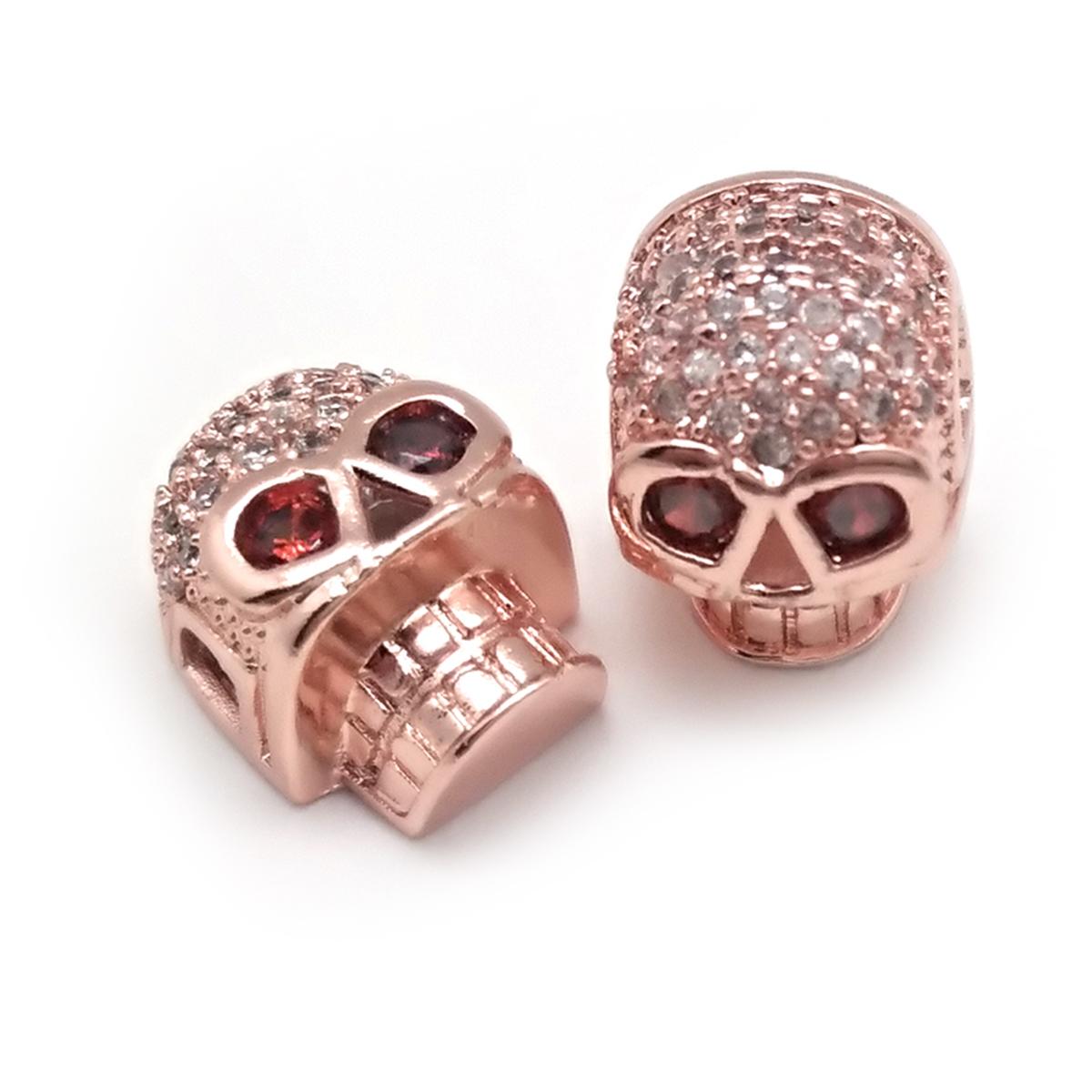 

2 шт., металлические черепа, свободные бусины, циркон, подвеска для изготовления ювелирных изделий, аксессуары для браслетов