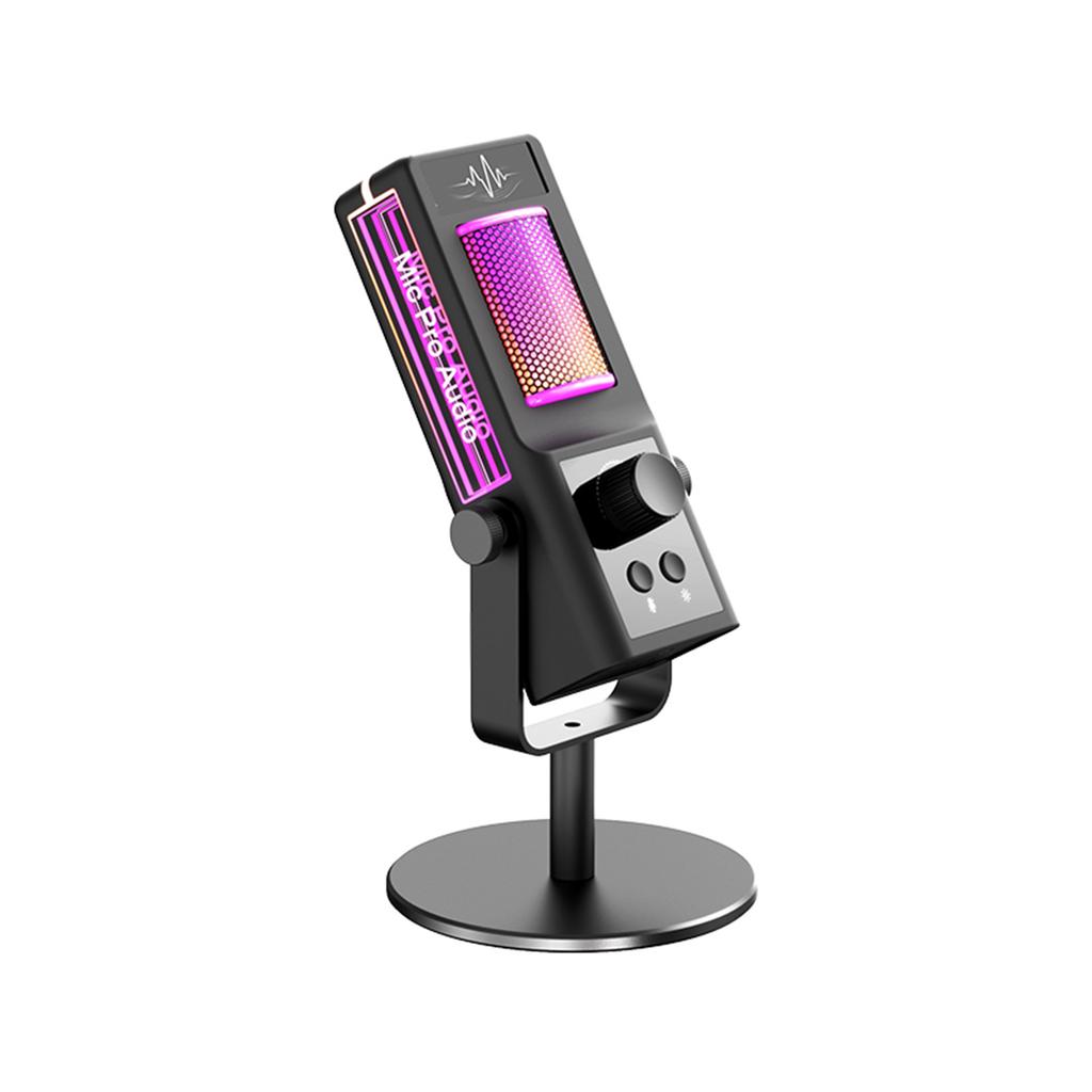 USB Condenser Microphone RGB Mic with Stand Type C Interface Plug and Play Noise Reduction for Live Streaming Recording