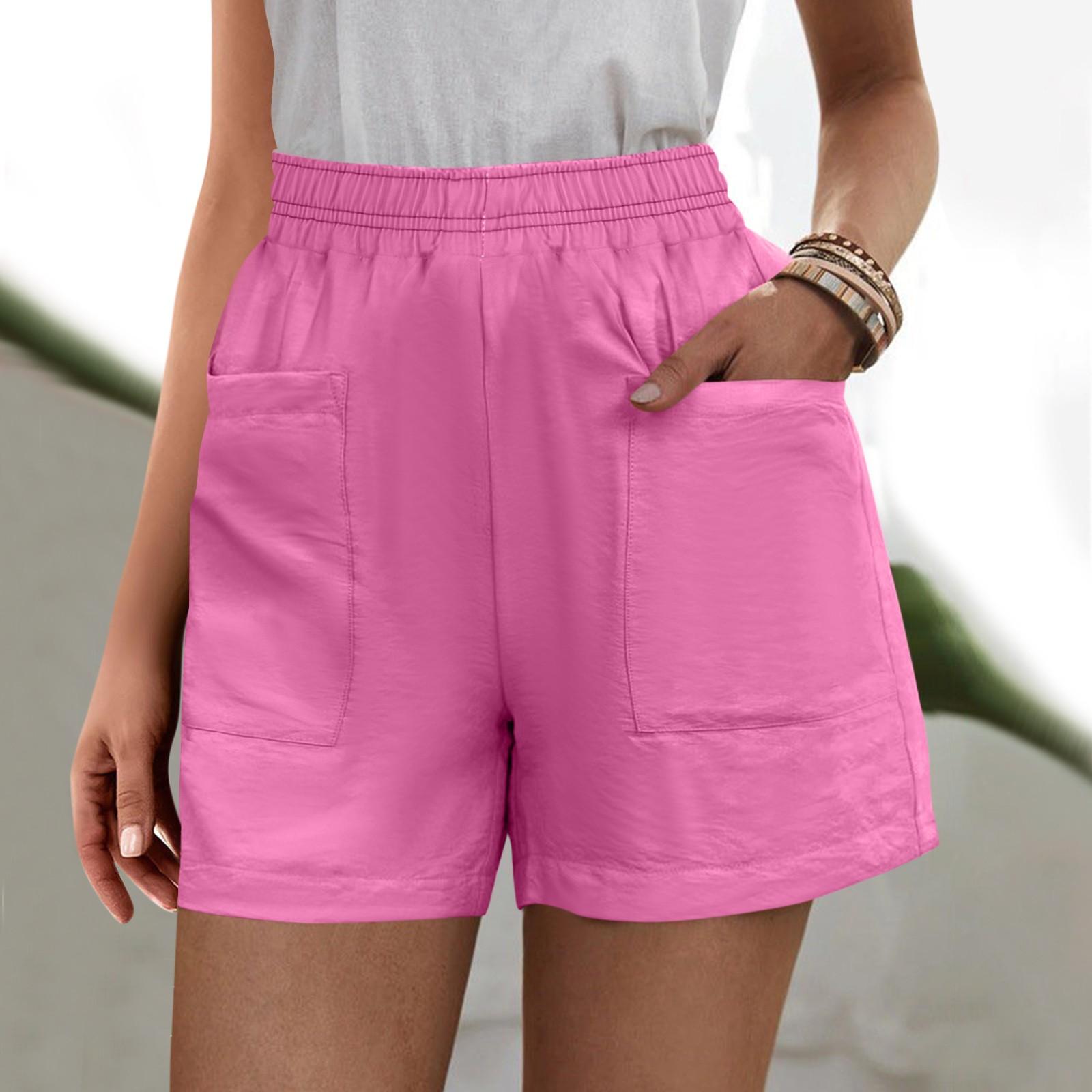 

Женские однотонные брюки, модные повседневные шорты с карманами и эластичной резинкой на талии XXL