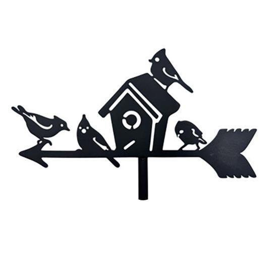 Yousheng Birdhouse Wind Vane Iron Rustic Garden Weather Vane Outdoor Weather Vane with Ground Stake for Lawn Courtyard Decoration