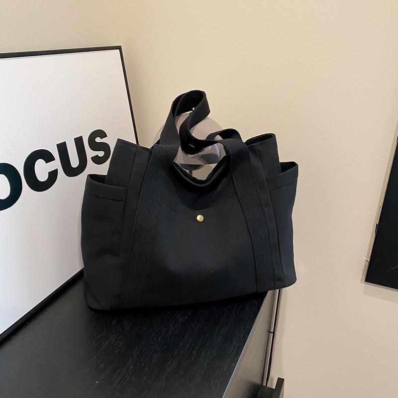 Canvas Tote Bag Large Capacity With Zipper For Commuting And Casual Daily Use