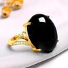 Second-Generation Silver-Plated Ring with Imitation Yellow Chalcedony and Agate for Women