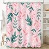 Waterproof Shower Curtain Greenery Leaves Pattern Decorative Bath Liner Pink Color For Bathroom Accessories Decoration Size72X84